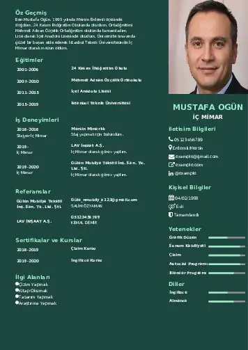 İç Mimar örnek cv indir